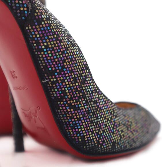 Christian Louboutin Cornielle Mirco-Sequin Multicolor Slingback Heels 39 - Picture 12 of 13